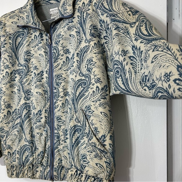 Vintage 80s LAVON Denim print paisley zip up jacket small Rare women’s - Picture 6 of 13